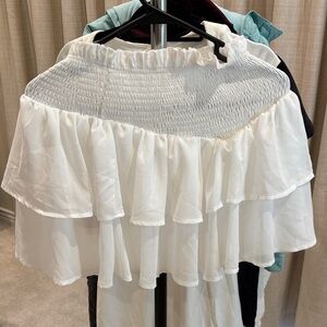 SHEIN White Asymmetrical Ruffle Skirt